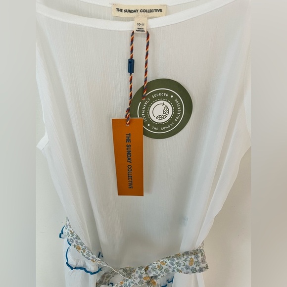 NEW The Sunday Collective Girls Size 10-11 Sleeveless Midi Mesh Dress White - Picture 7 of 10